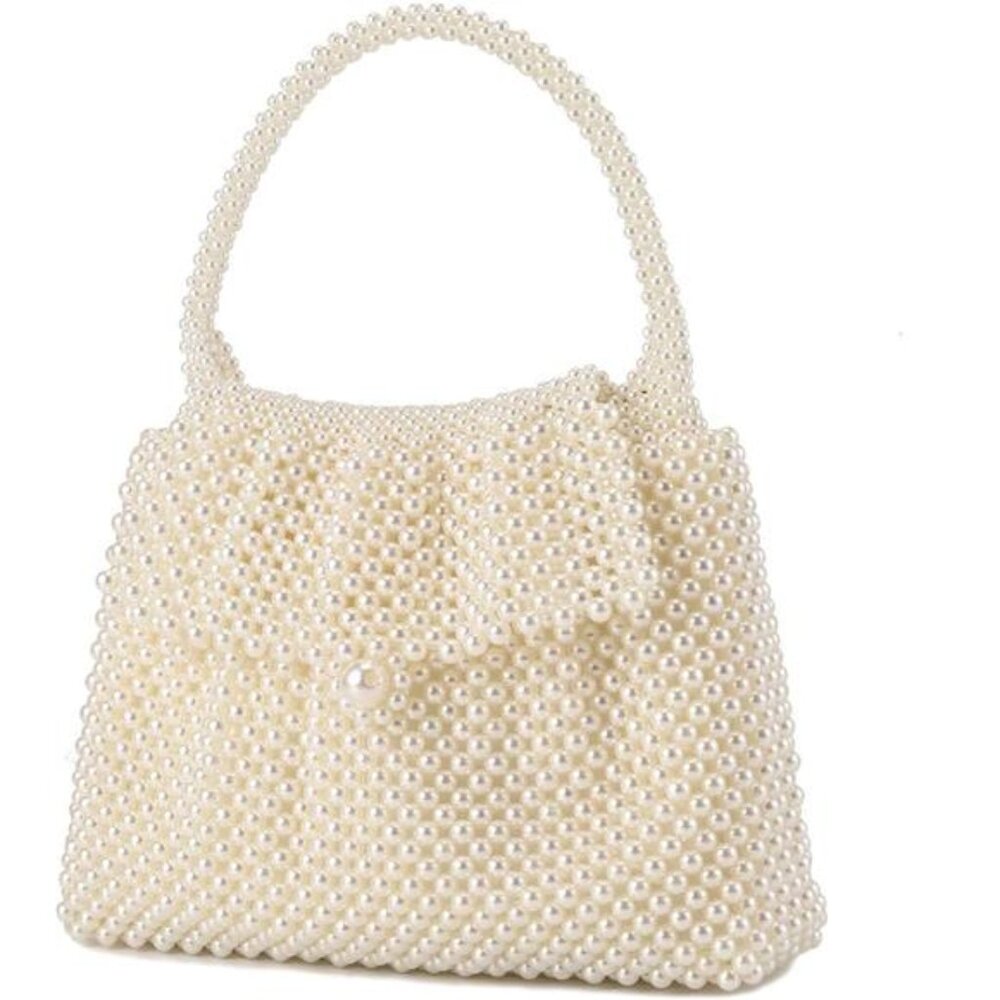 Women Pearl Clutch Bag Noble Crystal Beaded Evening Bag Wedding Clutch